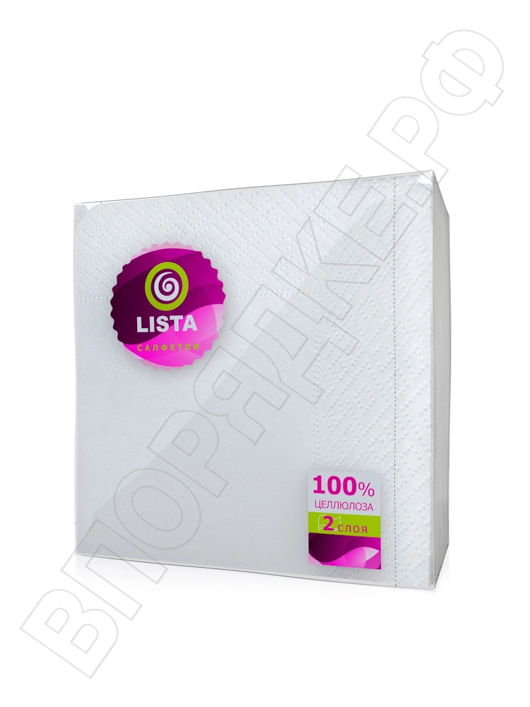 Салфетки "Lista DELUXE" 24*24 белые (2сл) 50шт*72пач/кор